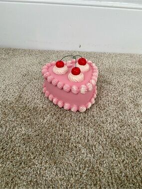 TJ Maxx Valentine's Pink Faux Heart Cake Decor Cherry Fake Bake Coquette
